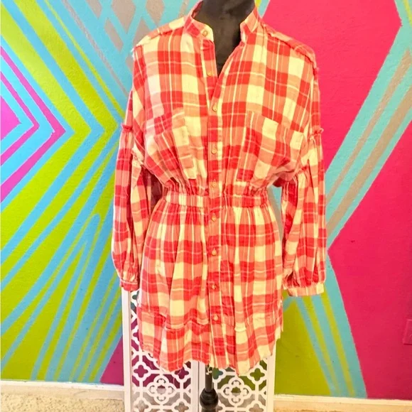 Check out this fun Red Plaid, Button-Down Mini Dress - Picture 5 of 5